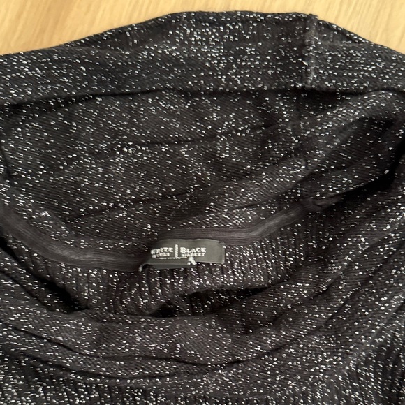 White House Black Market Shimmering Black Cowl Neck Dress - Picture 3 of 5